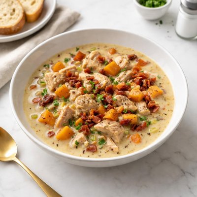 Image of After Thanksgiving Turkey Sweet Potato and Bacon Chowder