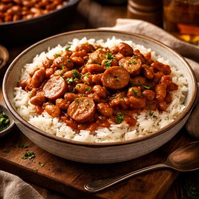 Image of After Work Franks N Beans Over Rice