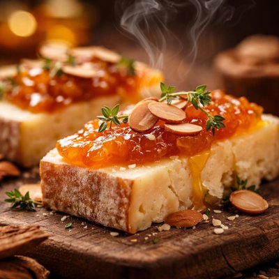 Image of Aged Cheese with Apricot Paste and Toasted Almonds