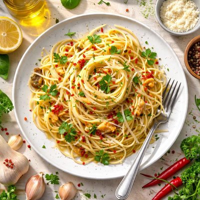 Image of Aglio E Olio Spaghetti with Garlic and Olive Oil