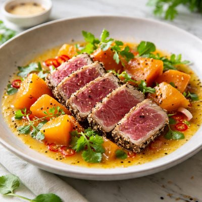 Image of Ahi and Papaya in Citrus Sauce