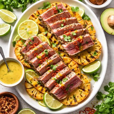 Image of Ahi Tuna on Grilled Pineapple W Lime Mustard