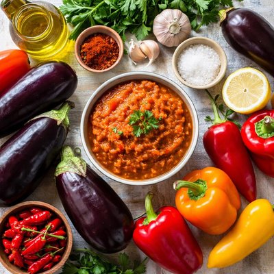 Image of Ajvar Eggplant Aubergine Peppers