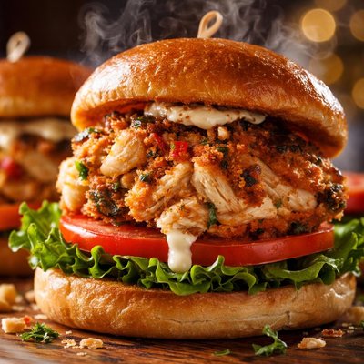 Image of Alan Nowell and Paula Deen Jumbo Lump Crab Cakes Sandwiches