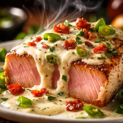 Image of Albacore Tuna with Jalapeno Bacon Cream Sauce