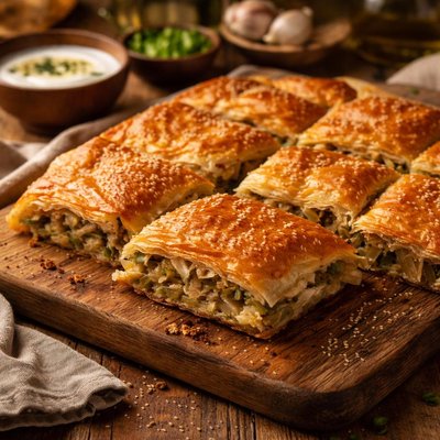 Image of Albania Byrek Ose Lakror Leek Pie