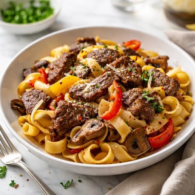 Image of Alberta Beef Mushroom and Pepper Pasta