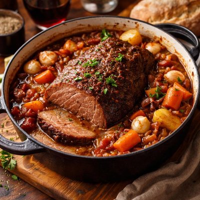 Image of Alcatra Portuguese Pot Roast with Wine Bacon Garlic