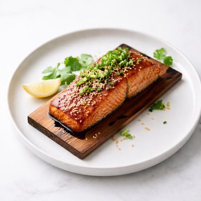 Image of Alder Planked Salmon with Soy Ginger Marinade