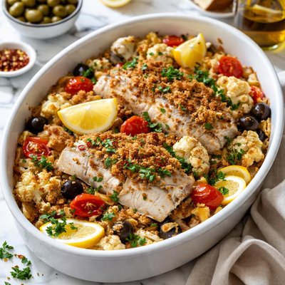 Algarve Oven Baked Codfish with Cauliflower Pescada Assada Recipe