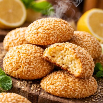 Image of Algerian Helouwa Ta Aba Lemon or Sesame Cookies