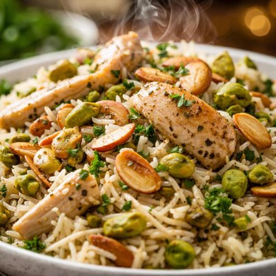 Image of Almond and Pistachio Rice with Chicken