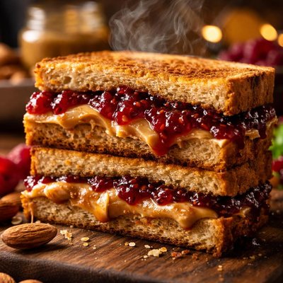 Image of Almond Butter and Jam Sandwich