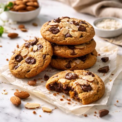 Image of Almond Chocolate Chip Cookies No Baking Powder Soda