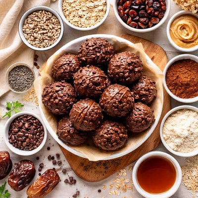 Image of Vegan Almond Chocolate Protein Bites