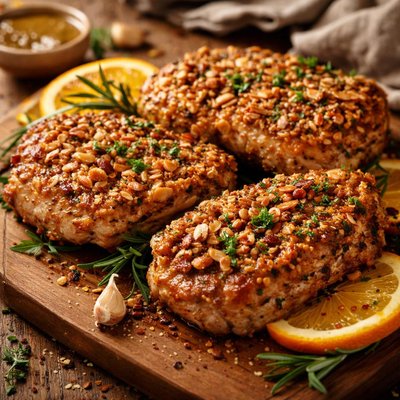 Image of Almond Crusted Orange Mustard Pork Chops