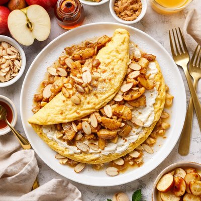Image of Apple Amaretto Cream Cheese Omelet for Two