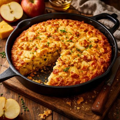 Image of Apple Cheddar Skillet Corn Bread