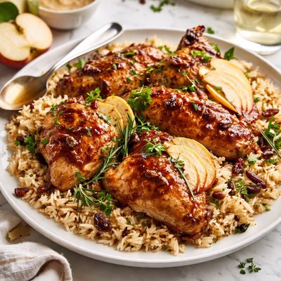 Image of Apple Glazed Roast Chicken and Rice