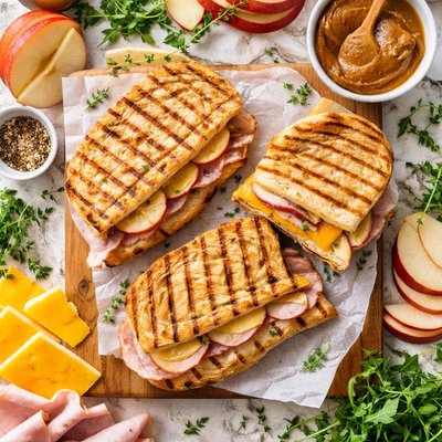 Image of Apple Ham Cheddar Panini with Apple Butter Mmm