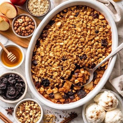 Image of Apple Prune Crisp with Hazelnut Topping