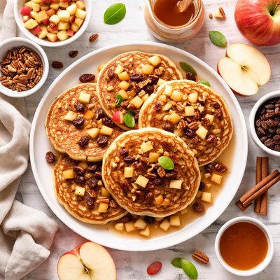 Image of Apple Raisin Pancakes with Apple Cider Syrup