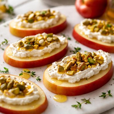 Image of Apple Slices with Goat Cheese and Pistachios