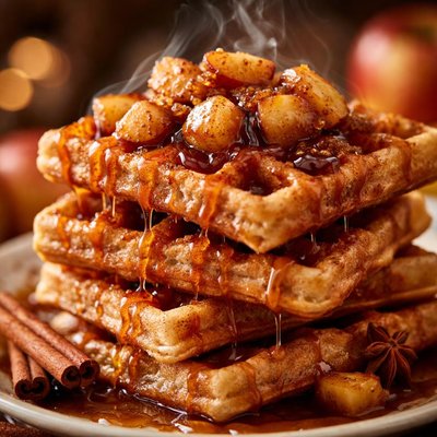 Image of Apple Waffles with Cinnamon Syrup