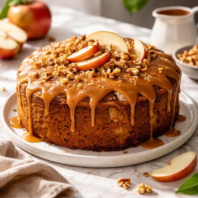 Image of Apple Walnut Cake with Caramel Glaze
