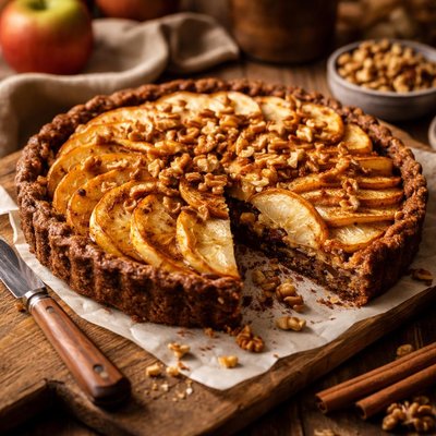 Image of Apple Walnut Tart with Date Nut Crust