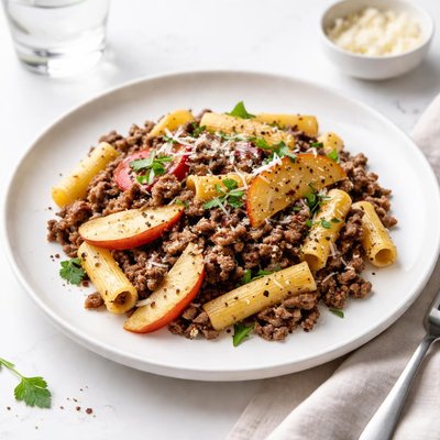 Image of Apples and Ground Beef Pasta
