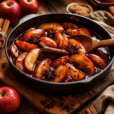 Image of Apples in Wine and Cinnamon Sauce