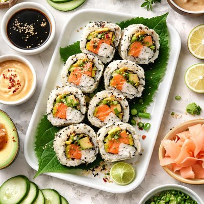 Image of Avocado and Salmon Sushi Roll