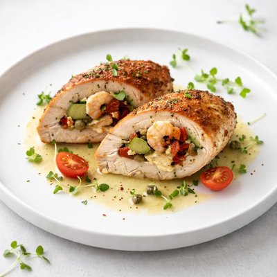 Image of Avocado Prawn and Sun Dried Tomato Stuffed Chicken