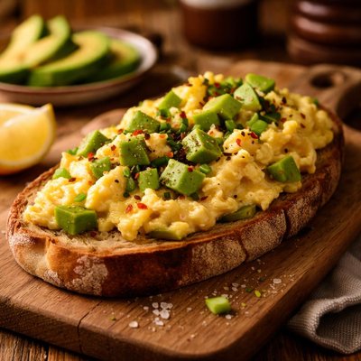 Image of Avocado with Scrambled Eggs