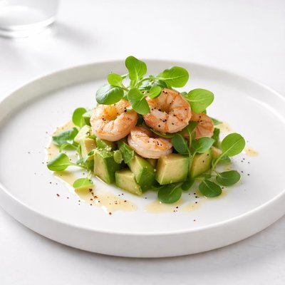 Image of Avocado with Watercress Shrimp Appetizer