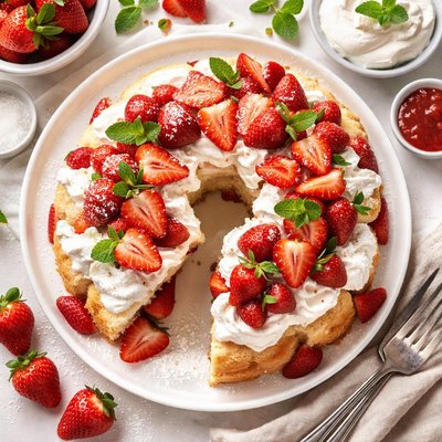Image of Awesome Strawberry Angel Food Cake Dessert
