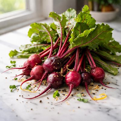 Image of Baby Beet Tops with Teeny Weeny Baby Beets Attached