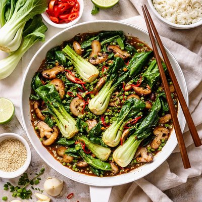 Image of Baby Bok Choy and Mushroom Stir Fry