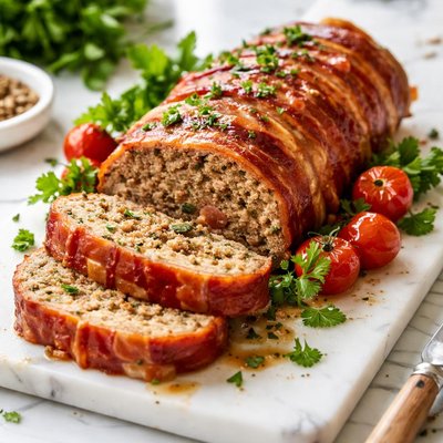 Image of Paleo Bacon-Wrapped Meatloaf