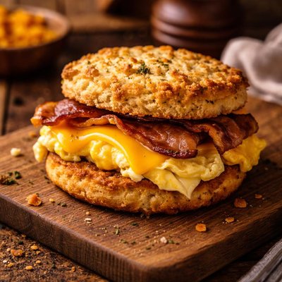 Image of Vegetarian Bacon Egg and Cheese Biscuit