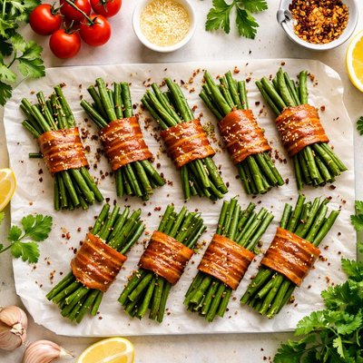 Image of Vegetarian Bacon Wrapped Green Beans