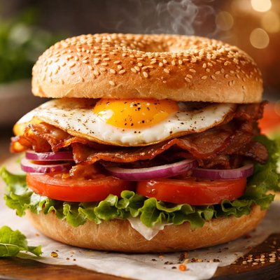 Image of Whole30 Bagel Sandwich with Egg and Bacon