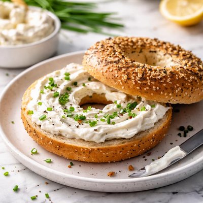 Image of Vegan Bagel with Cream Cheese and Chives