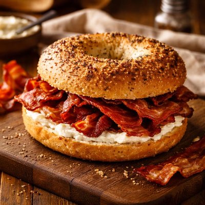 Image of Bagel with Crispy Bacon and Cream Cheese