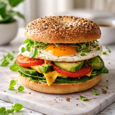 Image of Vegetarian Bagel with Egg and Cheese