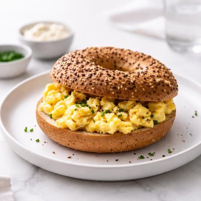 Image of Vegan Bagel with Scrambled Eggs