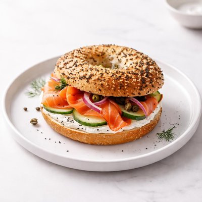 Image of Vegetarian Bagel with Smoked Salmon