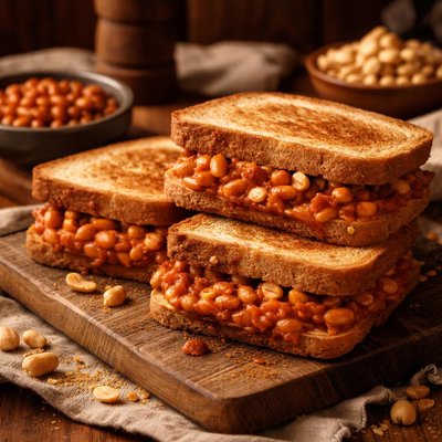Image of Baked Bean and Peanut Sandwiches