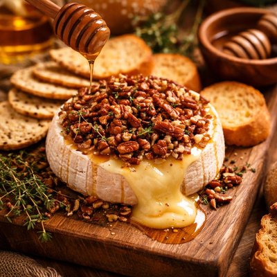 Image of Vegan Baked Brie with Honey and Pecans